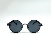 Retro Steampunk Round Sunglasses - Black