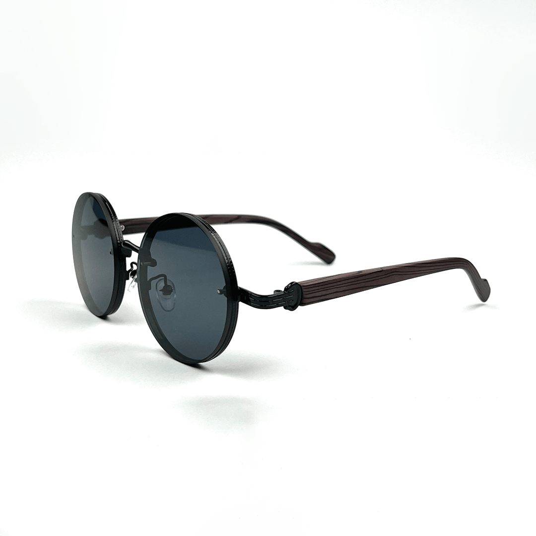 Retro Steampunk Round Sunglasses - Black